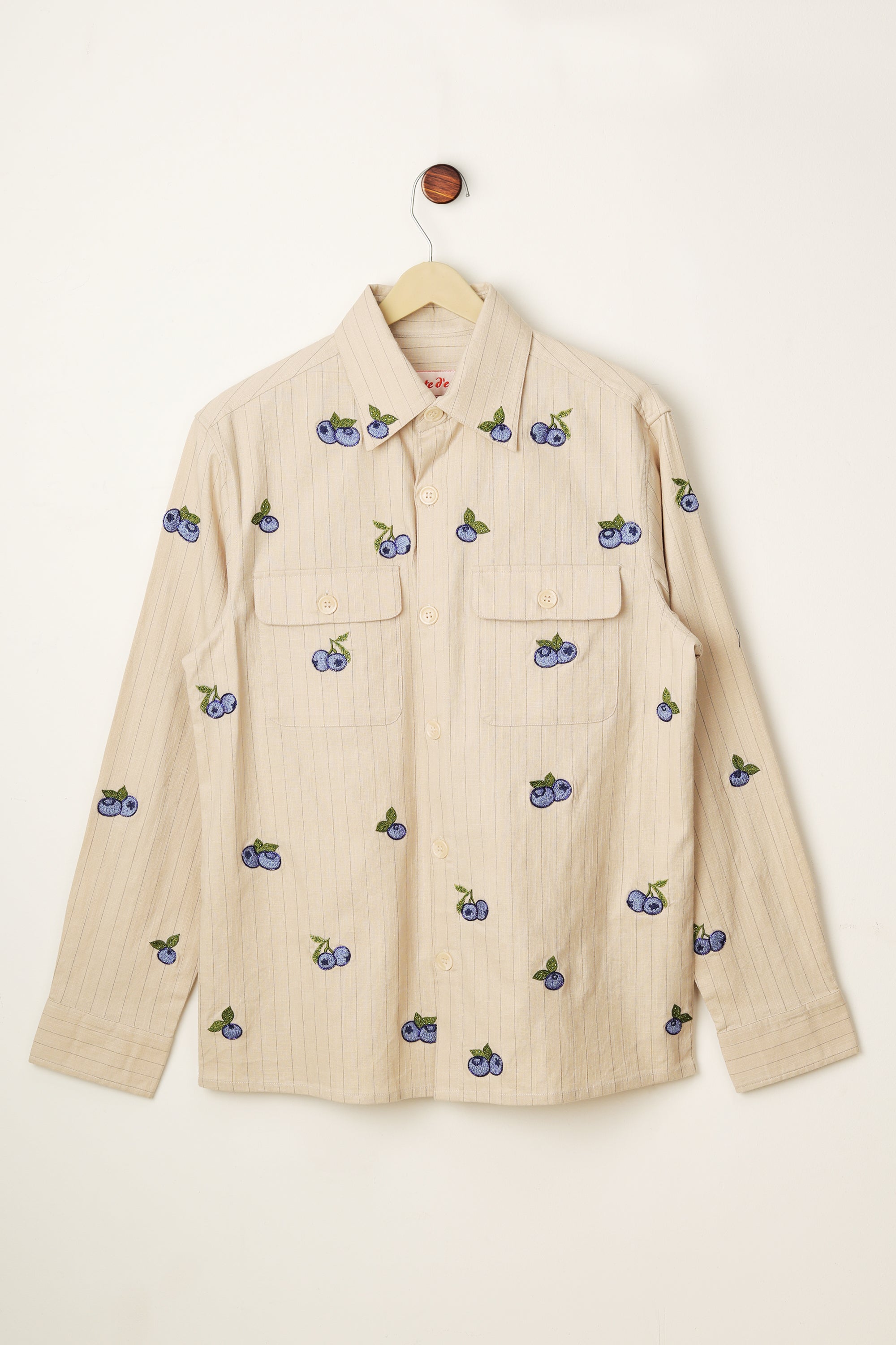 "Blueberries" Hand-Embroidered Overshirt