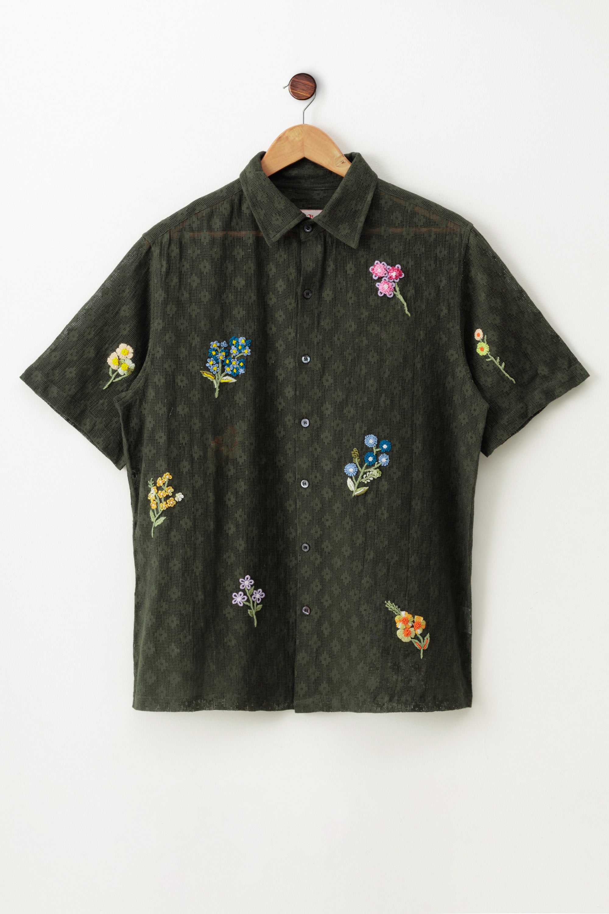 "Floral bunch" hand embroidered shirt
