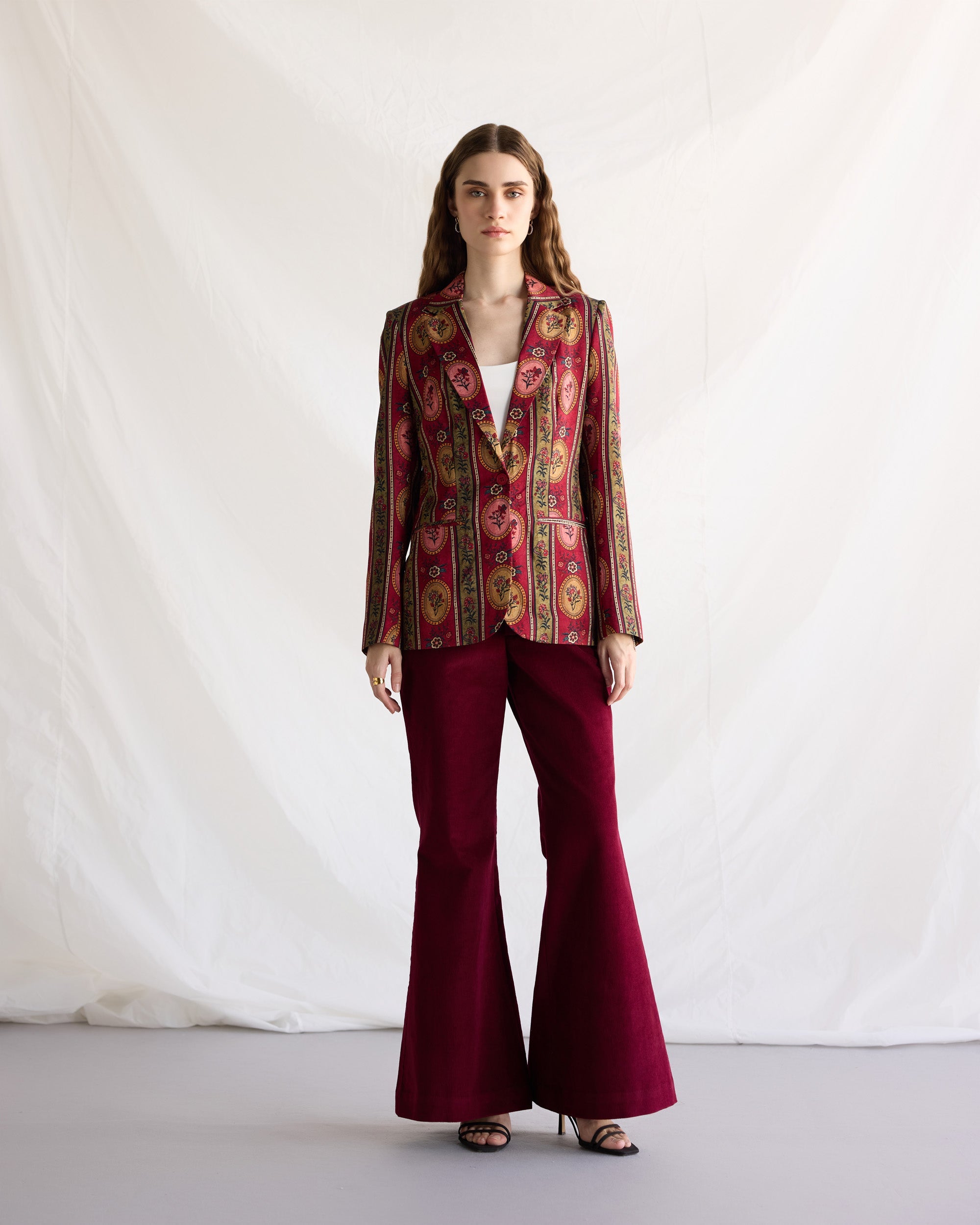 Vintage floral stripes blazer