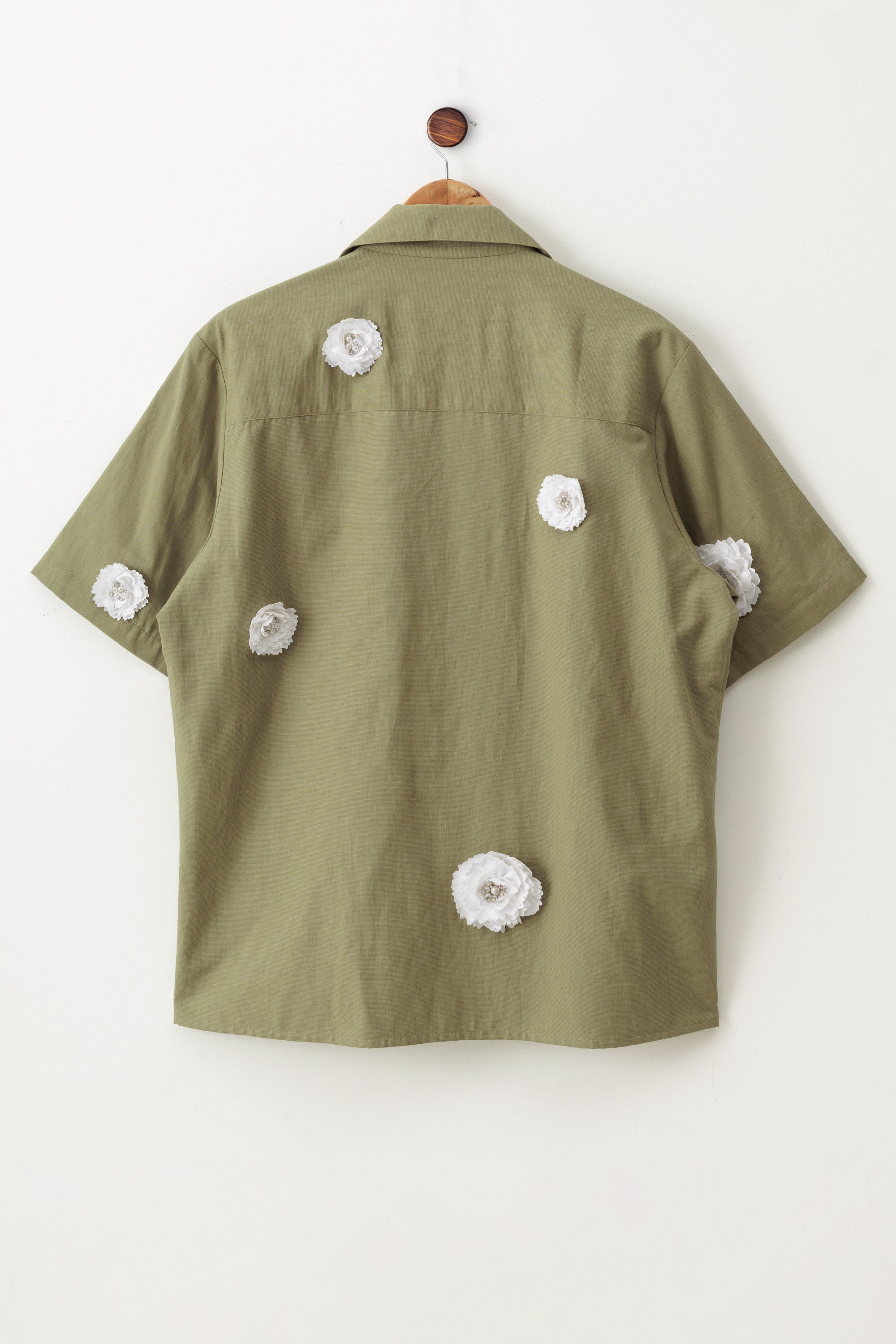 "Ivory floral" hand embroidered shirt