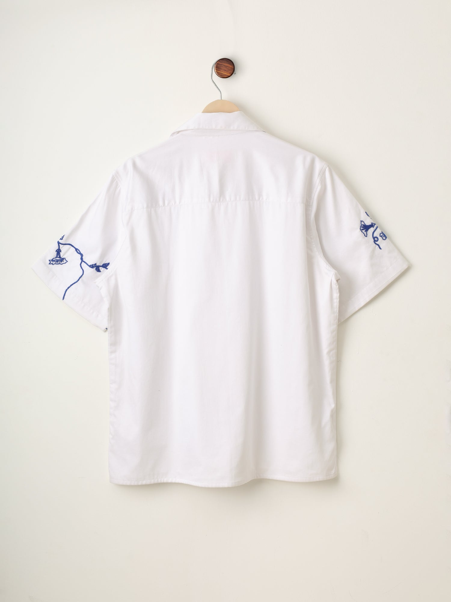 "Blue floral" hand embroidered shirt