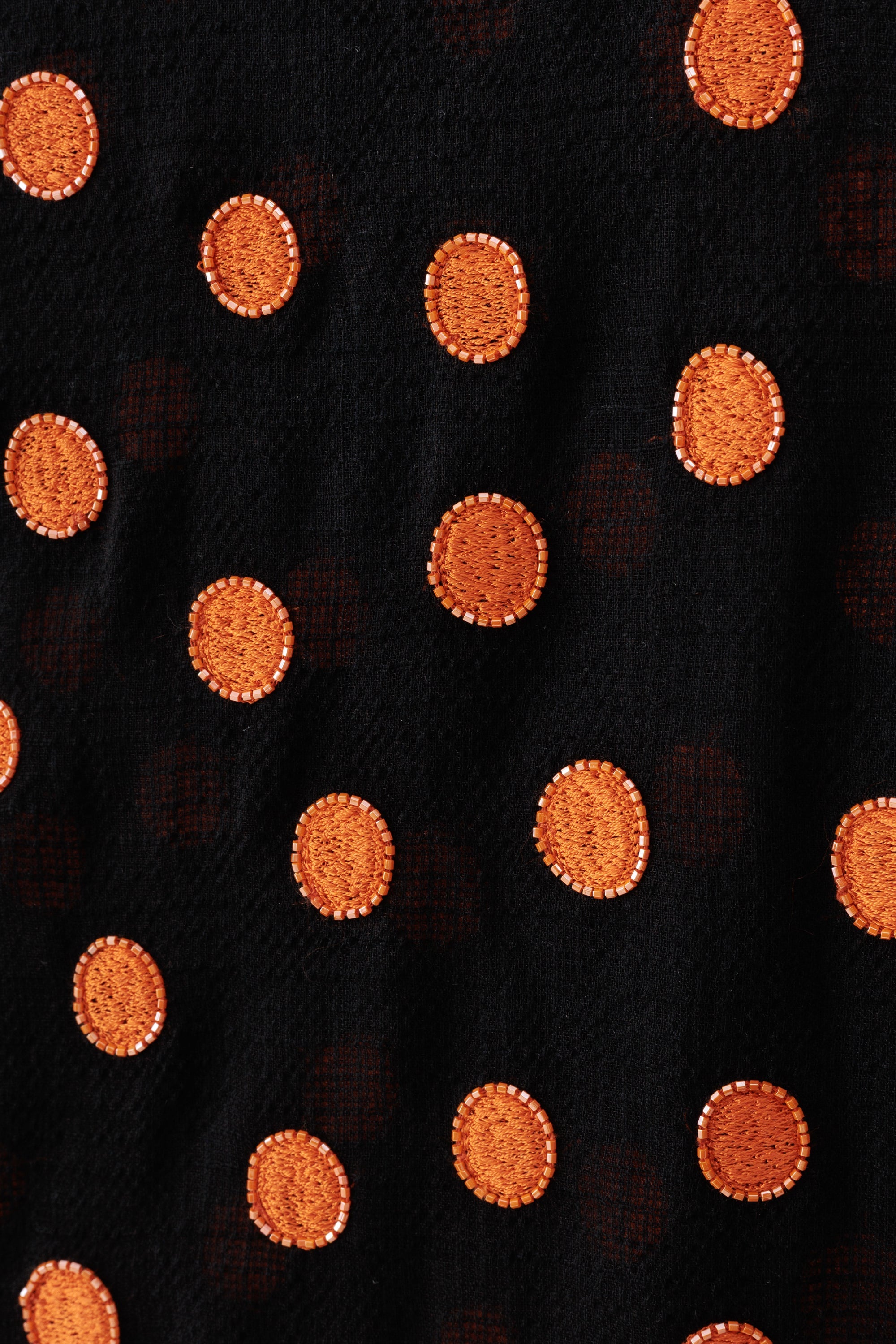 Hand Embroidered Orange Polka Shirt