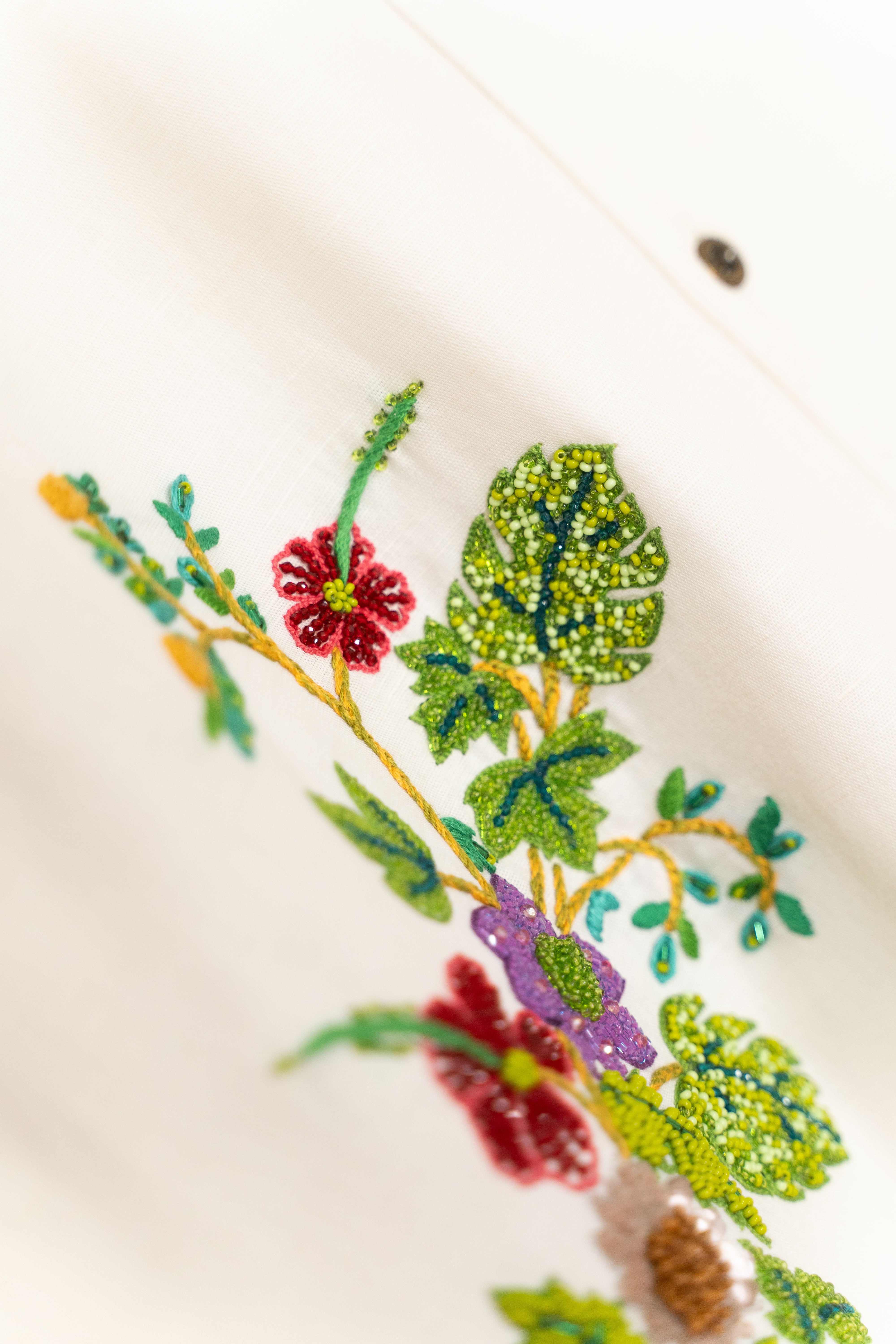 "Spring bloom" hand embroidered shirt