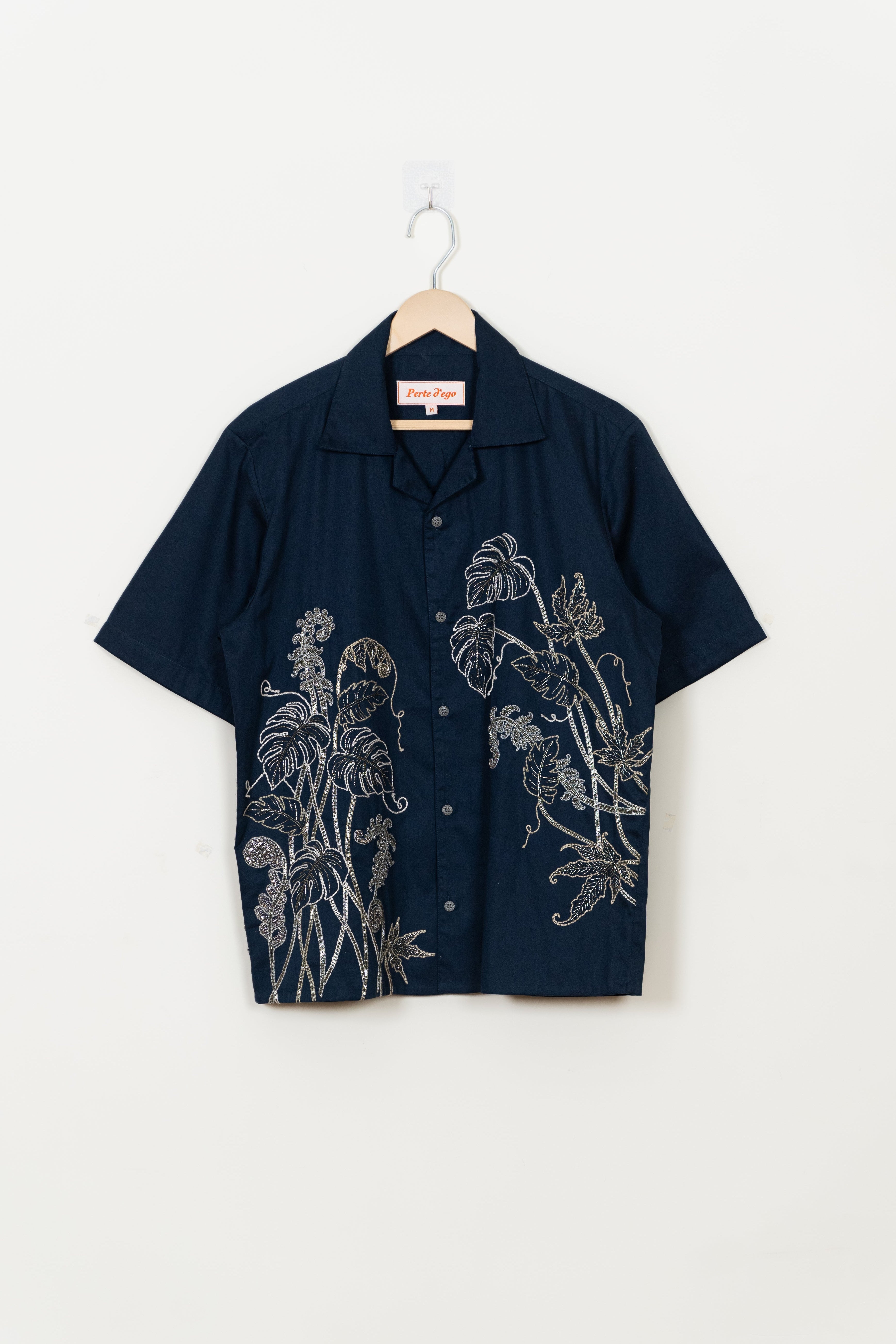"Celestial vines" hand embroidered Shirt
