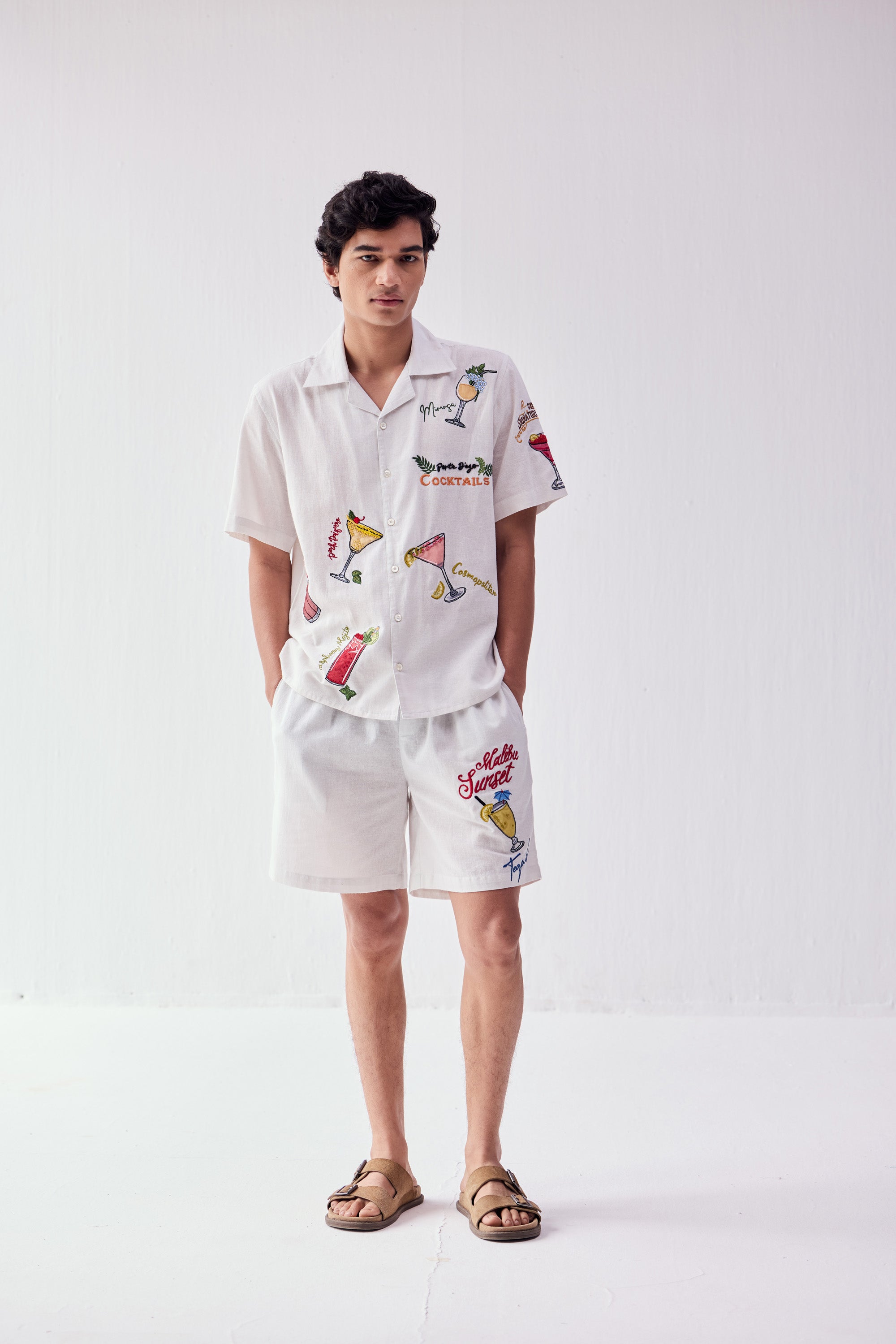 “Malibu sunsets” hand embroidered shorts