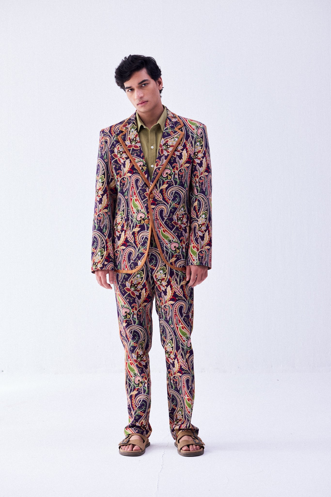 Purple paisley formal pants