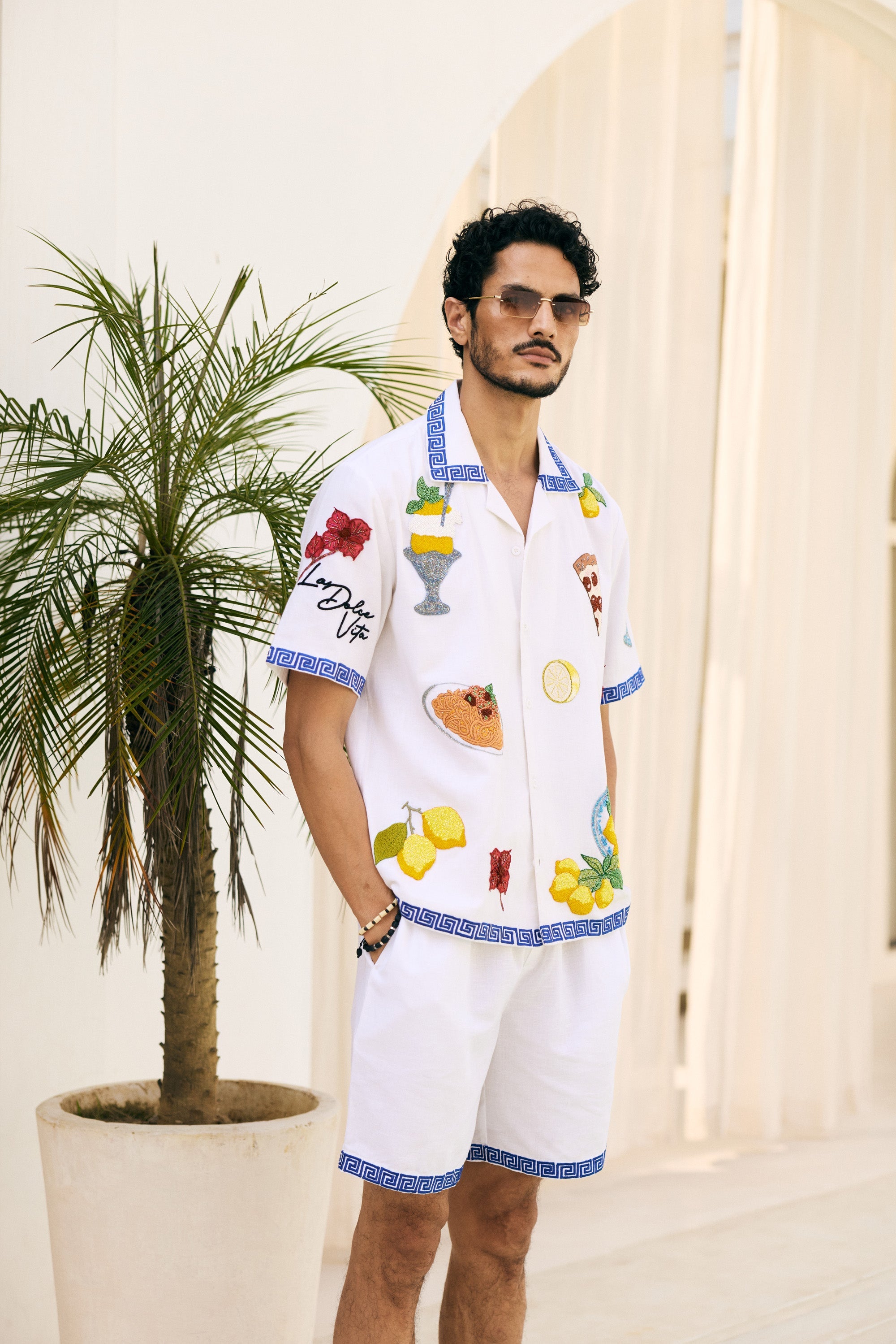 “An Italian Summer” hand embroidered shirt