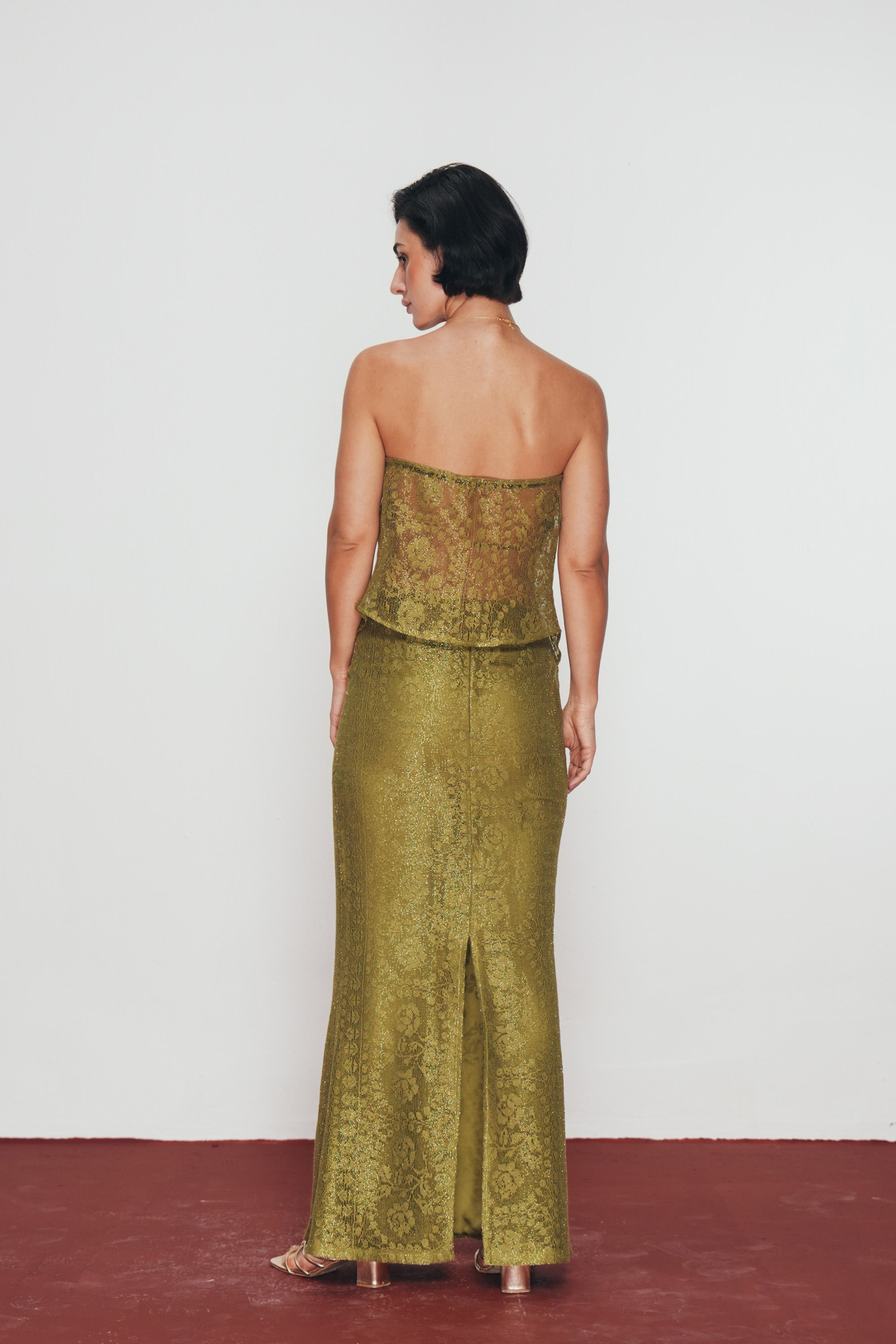 Olive Strapless Lace Top