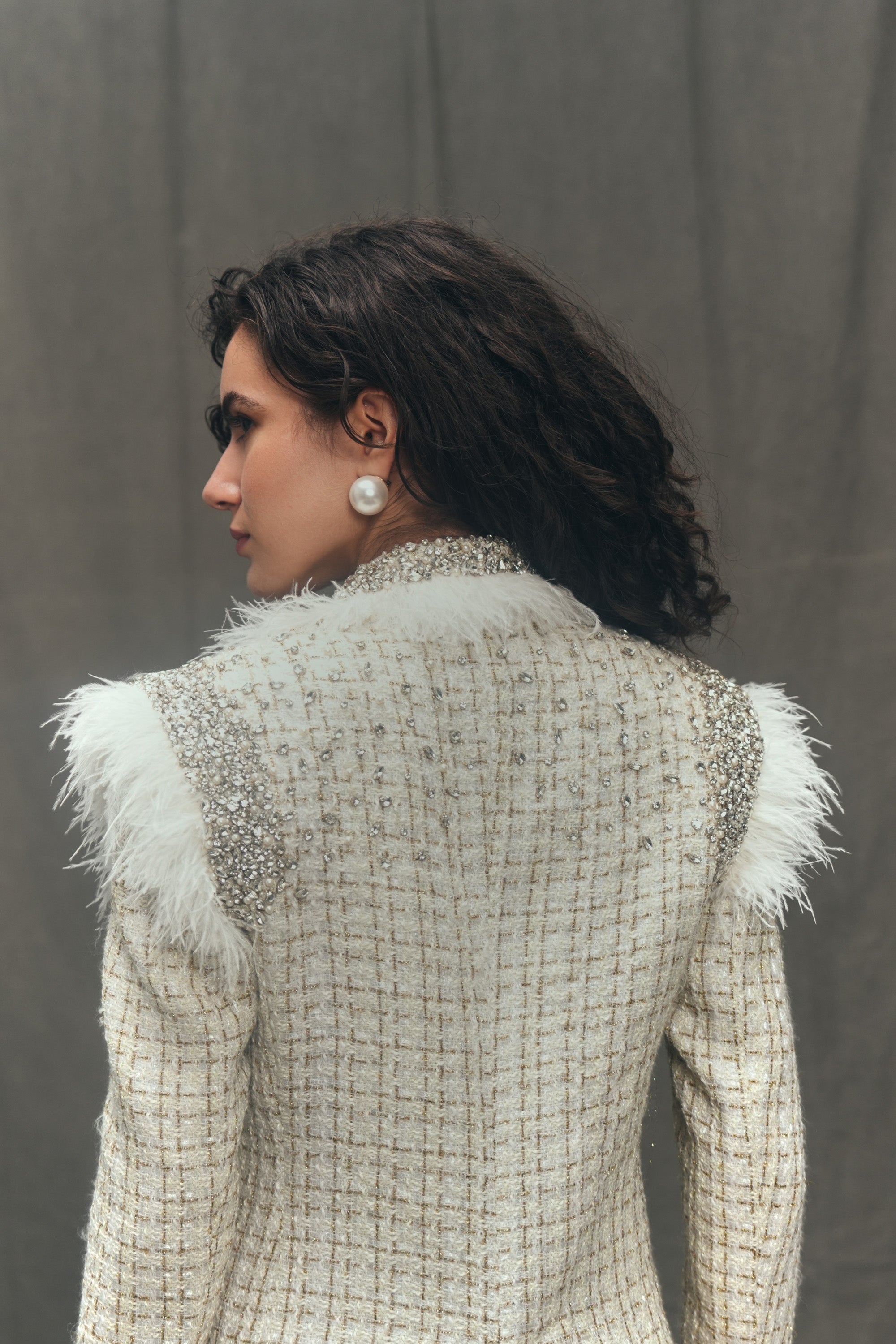 Vivian Hand-Embroidered Tweed Blazer