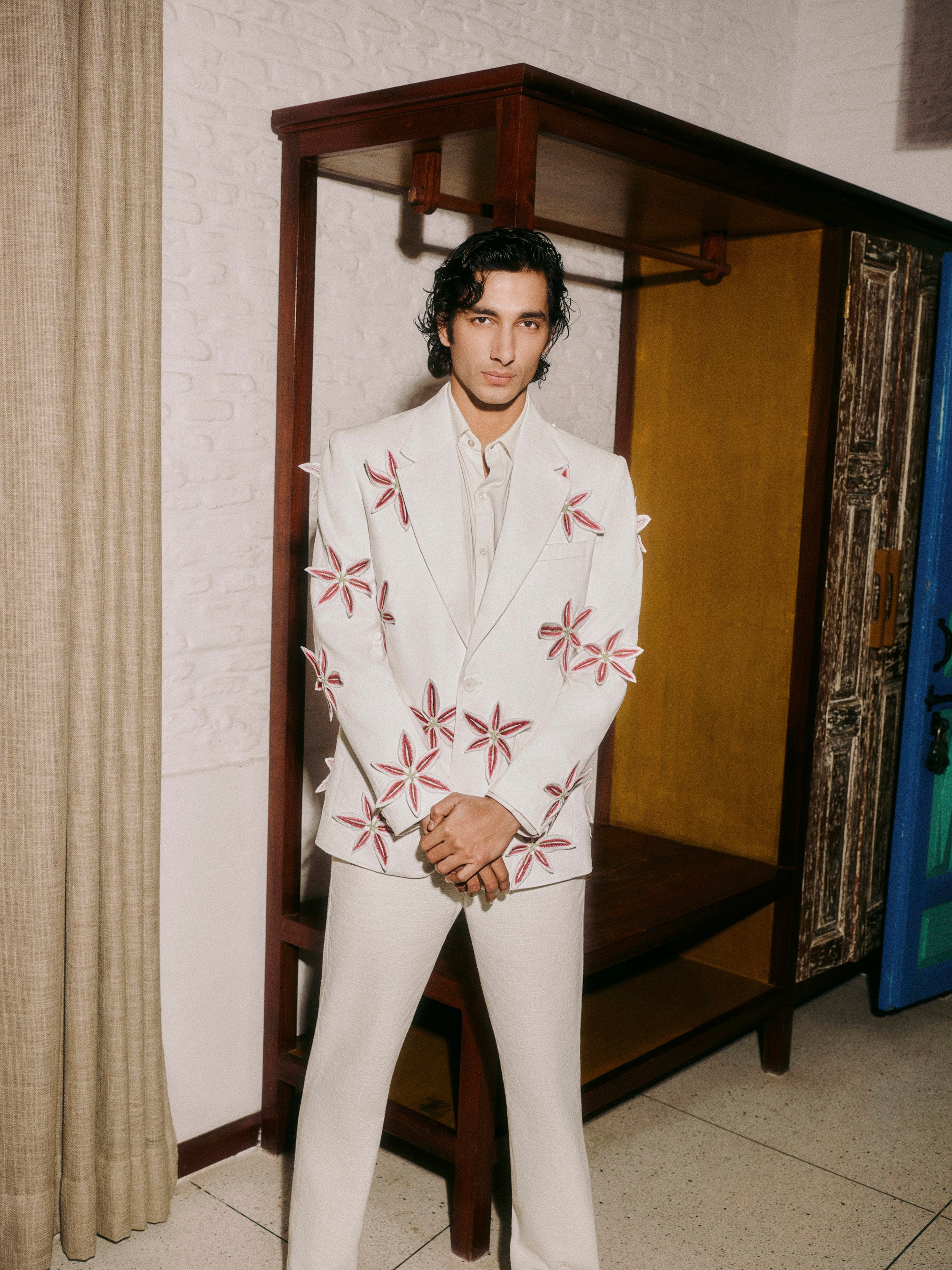 Hand embroidered Lillies blazer