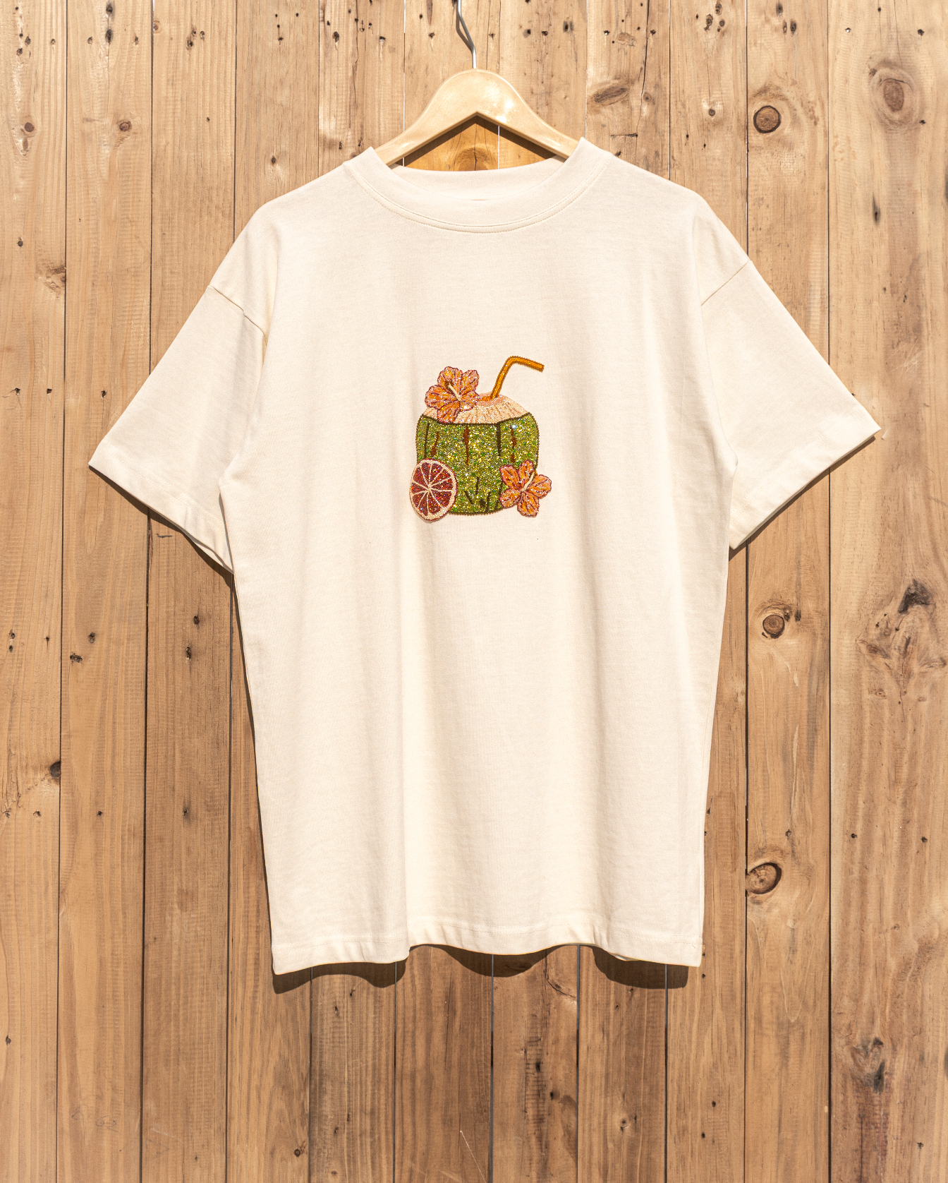 "Le Coconut" hand embroidered T-Shirt