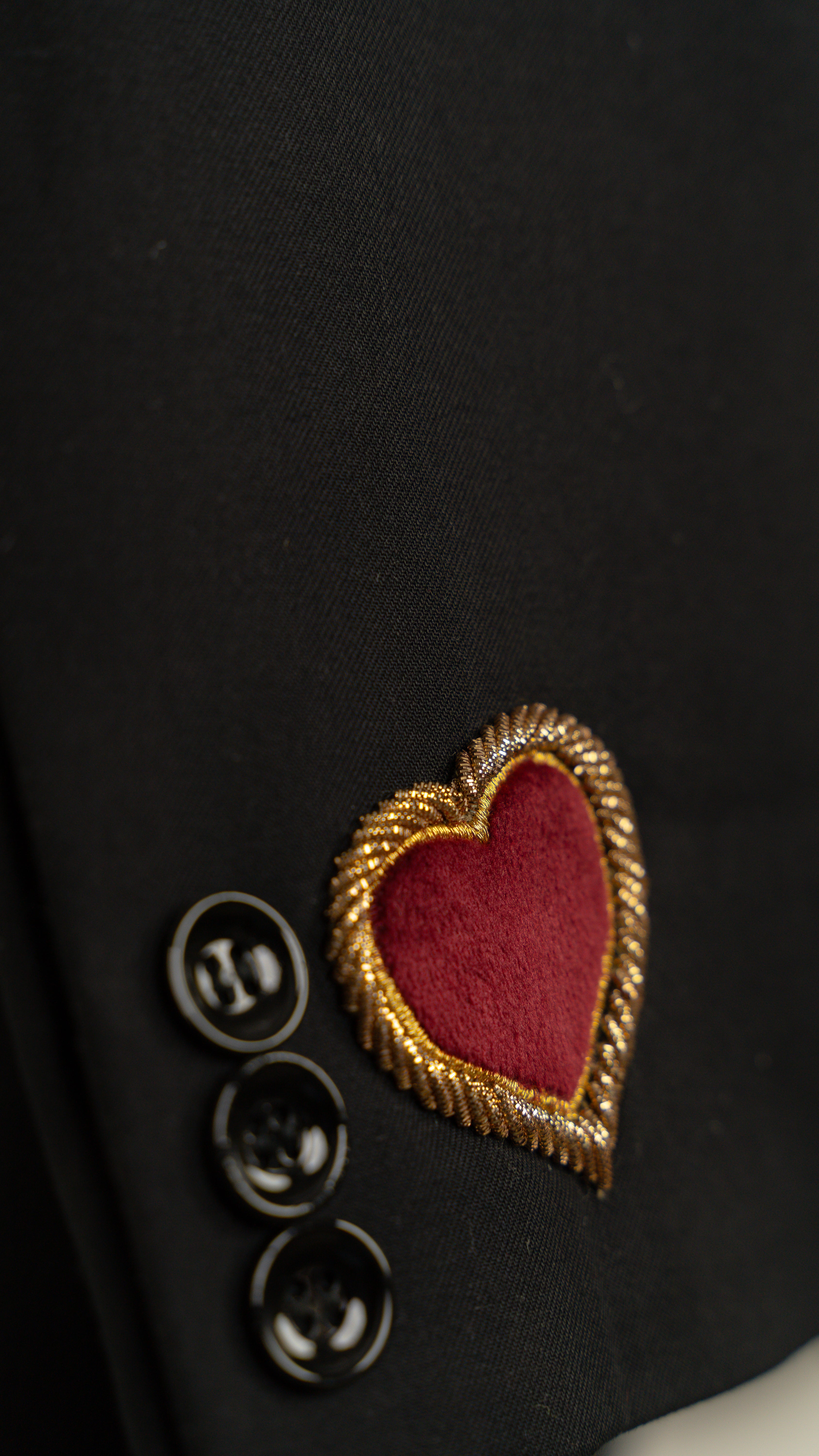“Velvet hearts” hand embroidered blazer