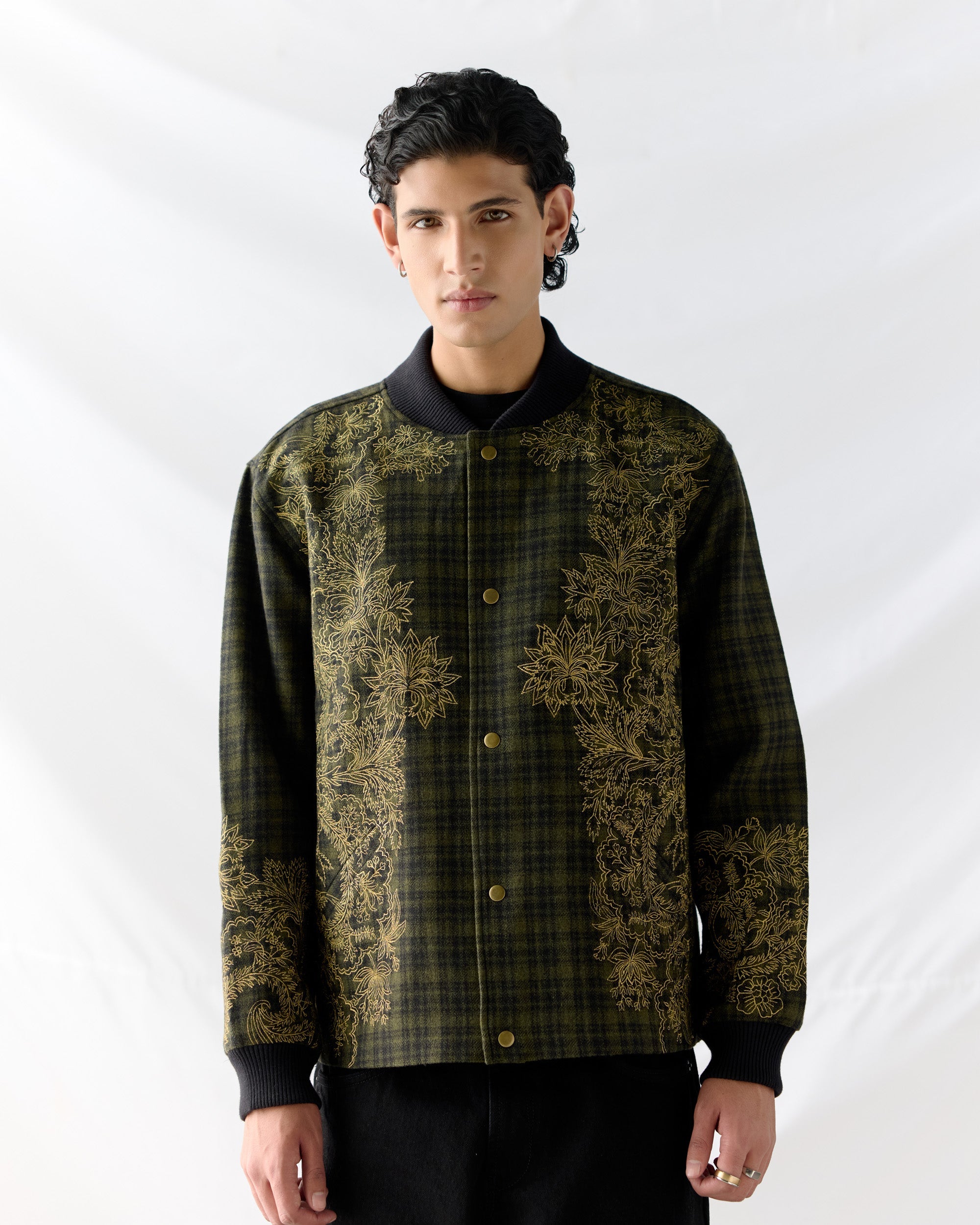 Golden Moss Embroidered bomber jacket