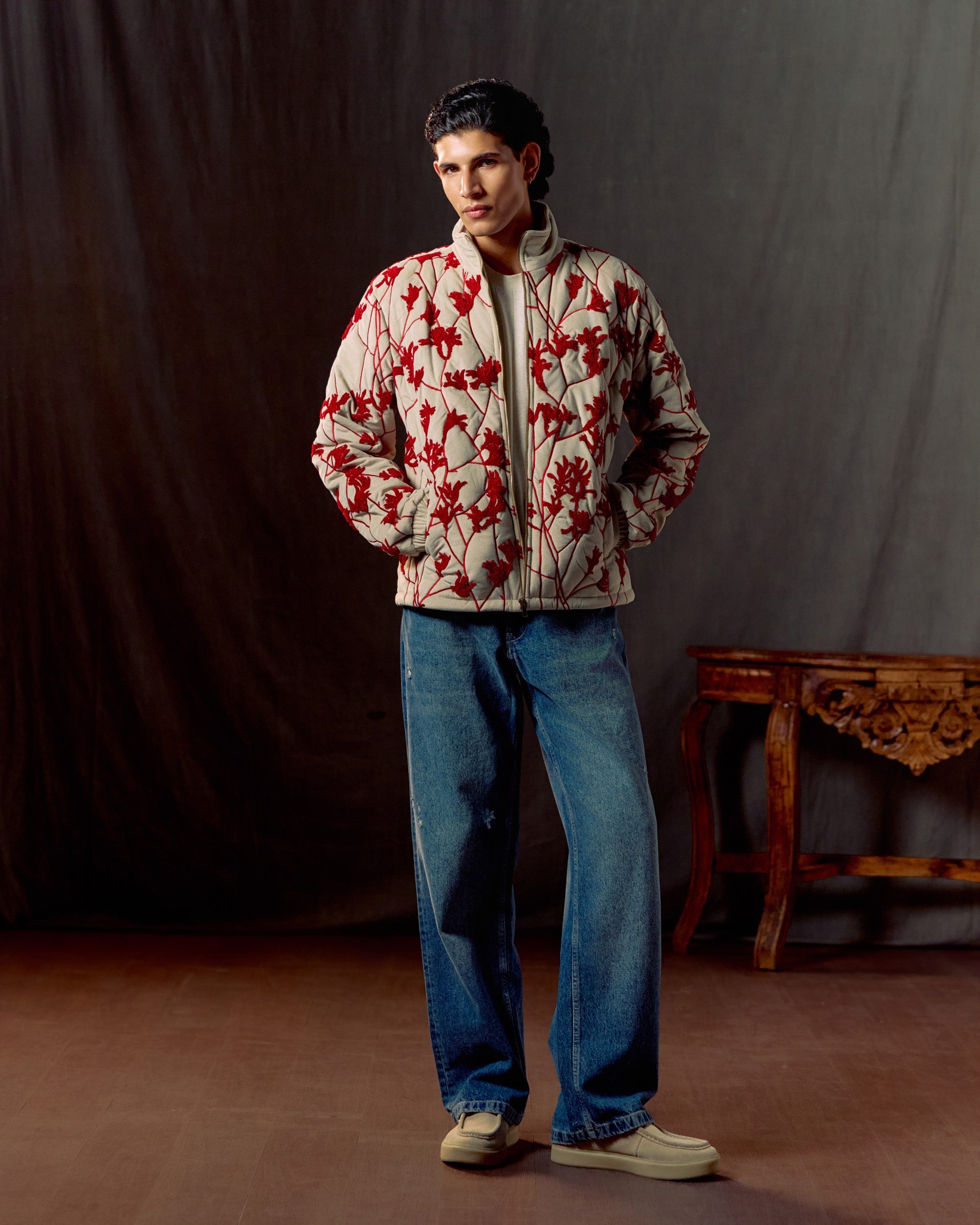 Red Bloom quilted jacket
