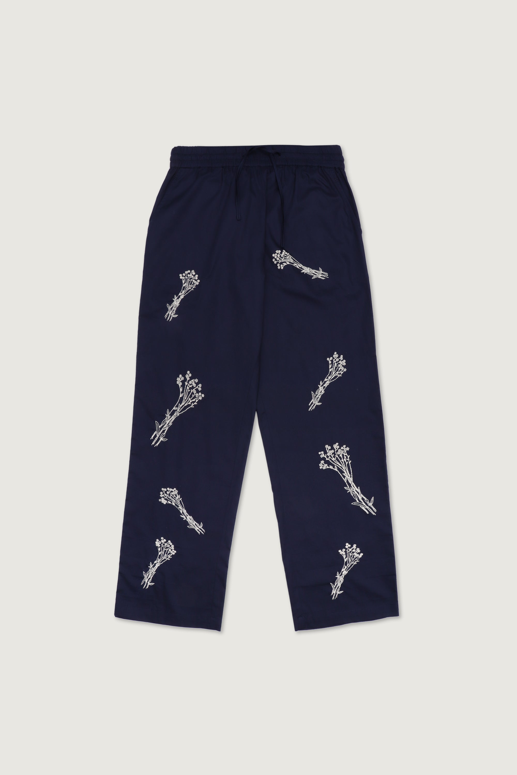 Floral bunch hand embroidered lounge pants