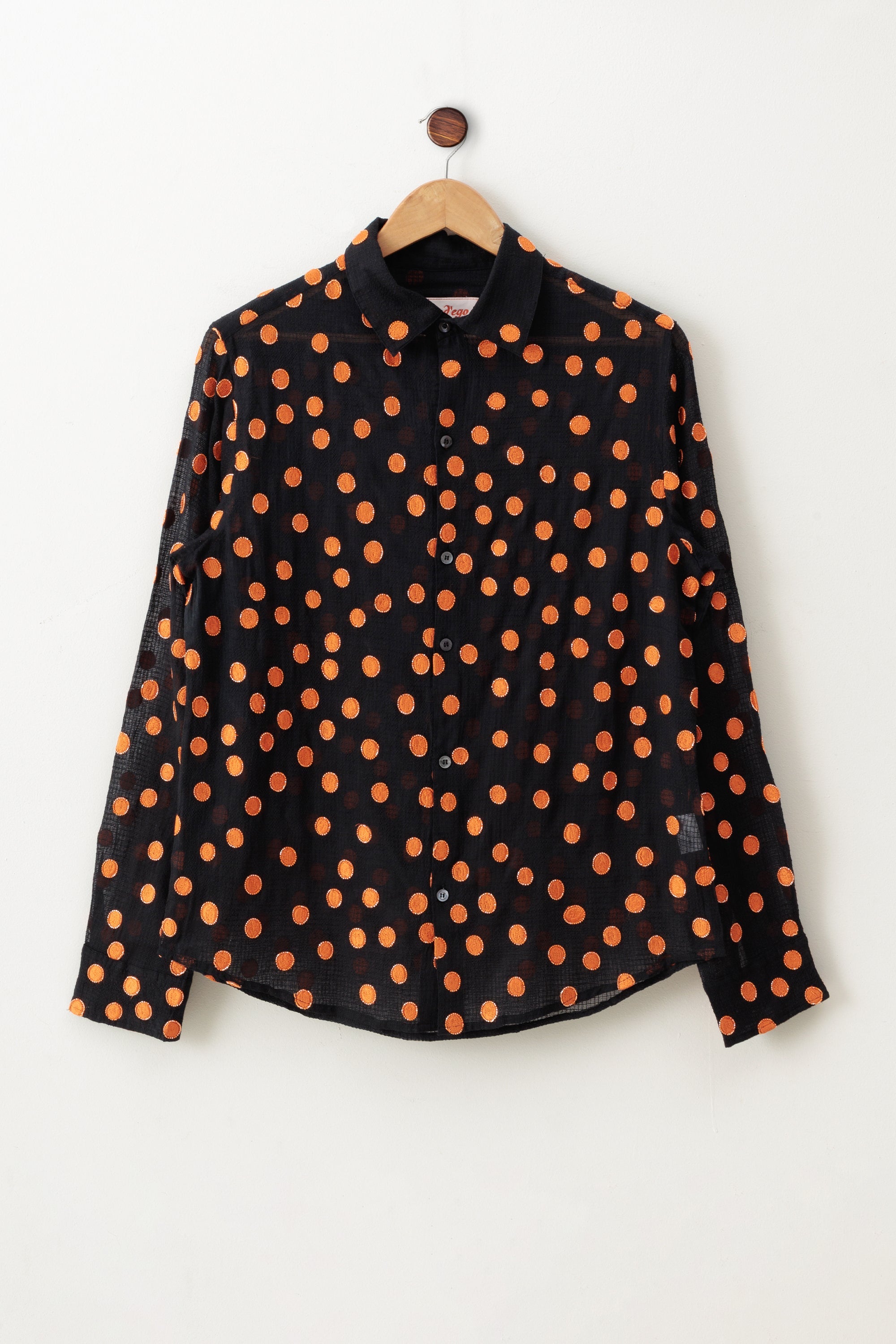Hand Embroidered Orange Polka Shirt