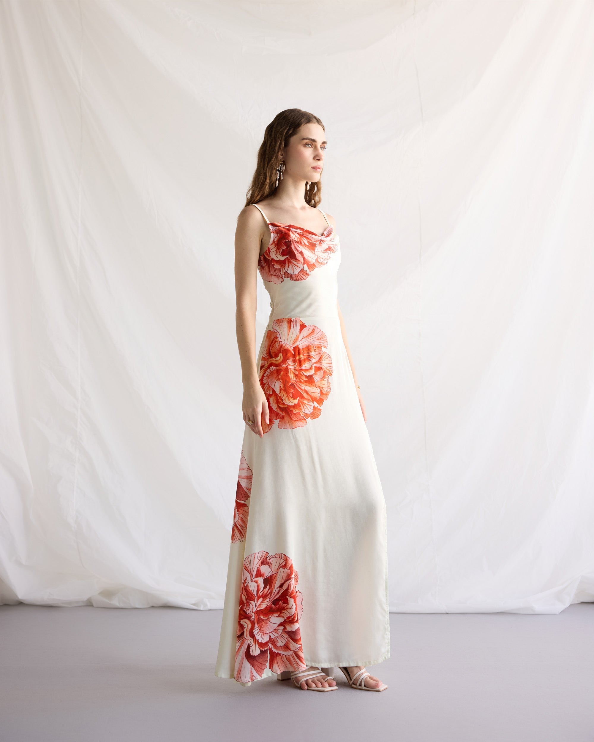Hydrangea Pleated Cowl Aline Dress