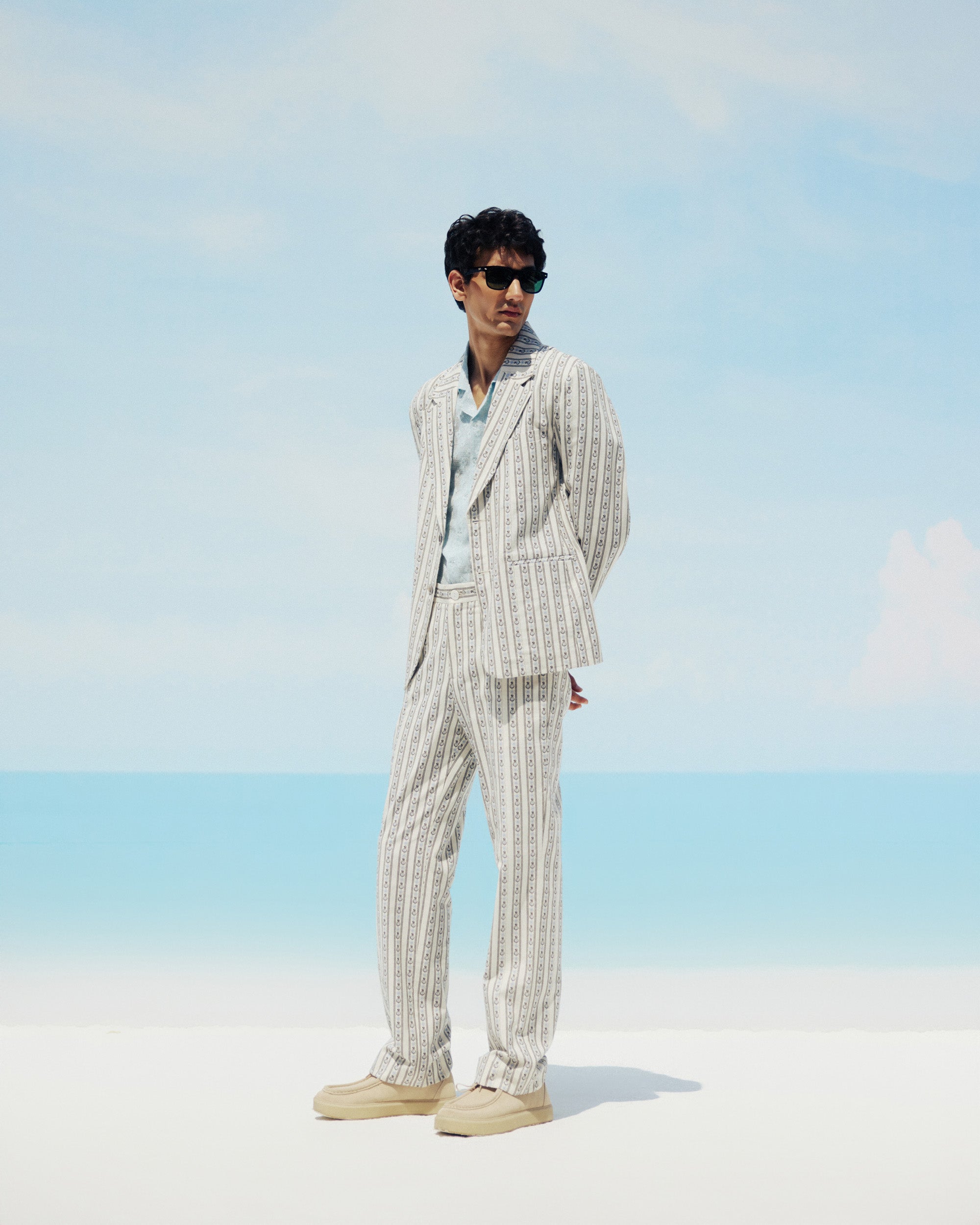 Floral stripes summer blazer