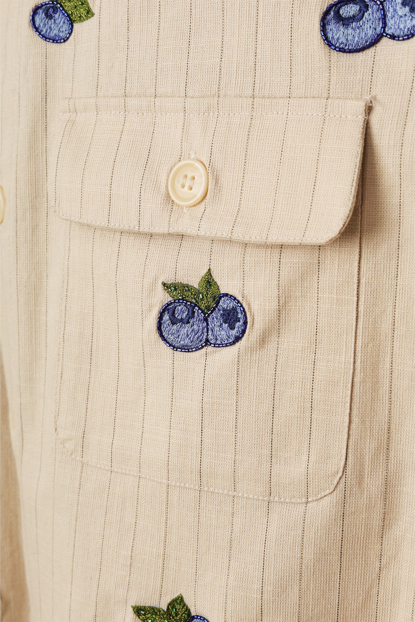 "Blueberries" Hand-Embroidered Overshirt