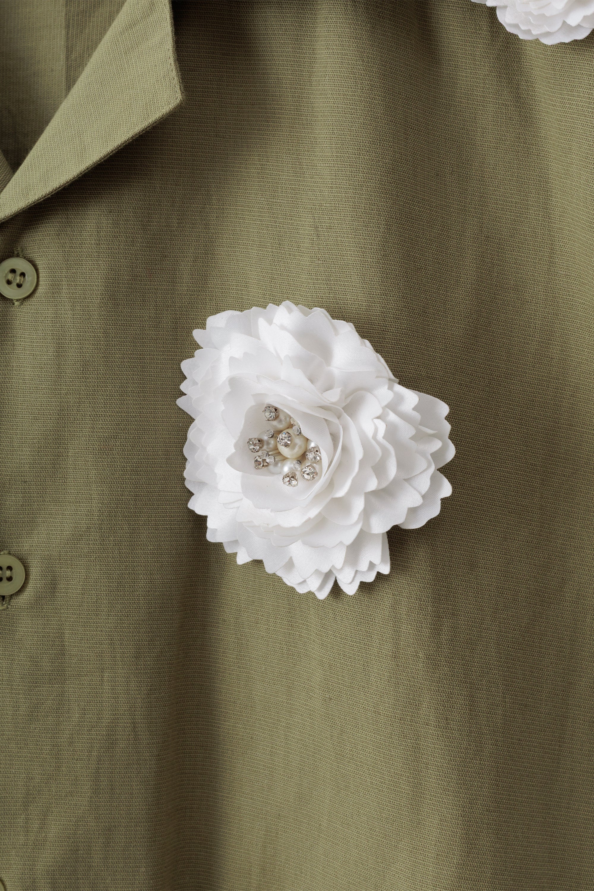 "Ivory floral" hand embroidered shirt