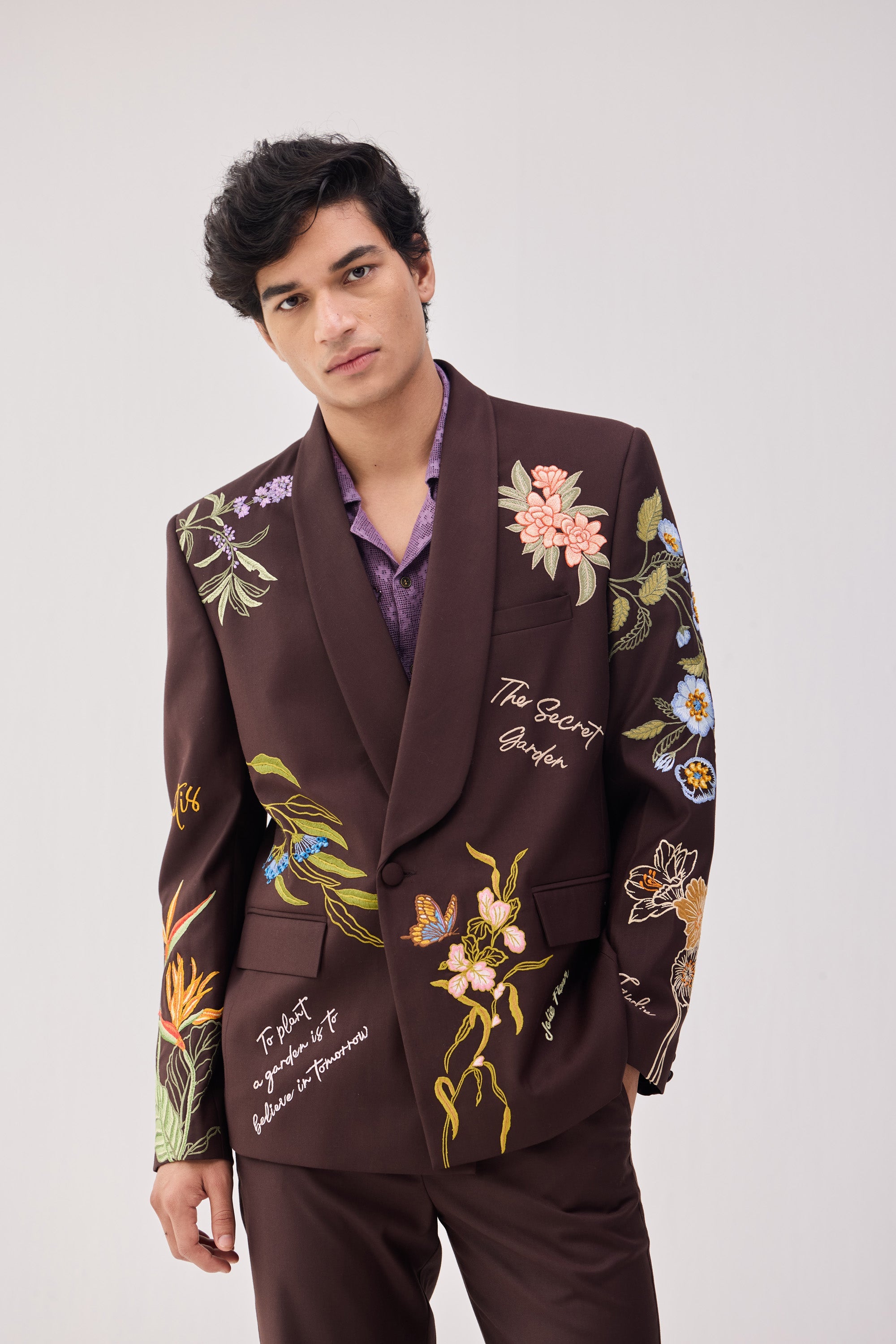"The secret garden" embroidered casual wedding blazer