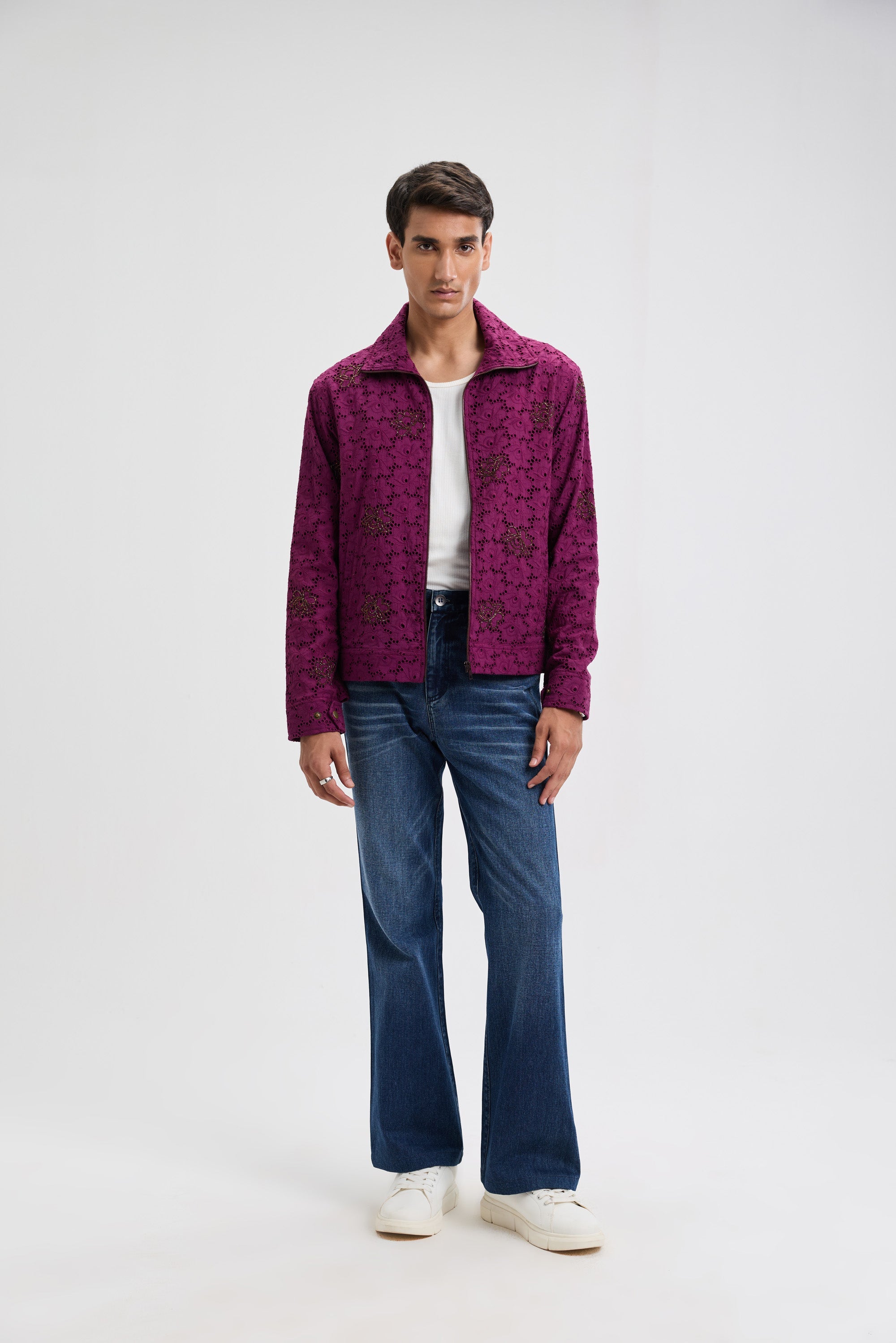 "Le Vienna" hand embellished zip up jacket