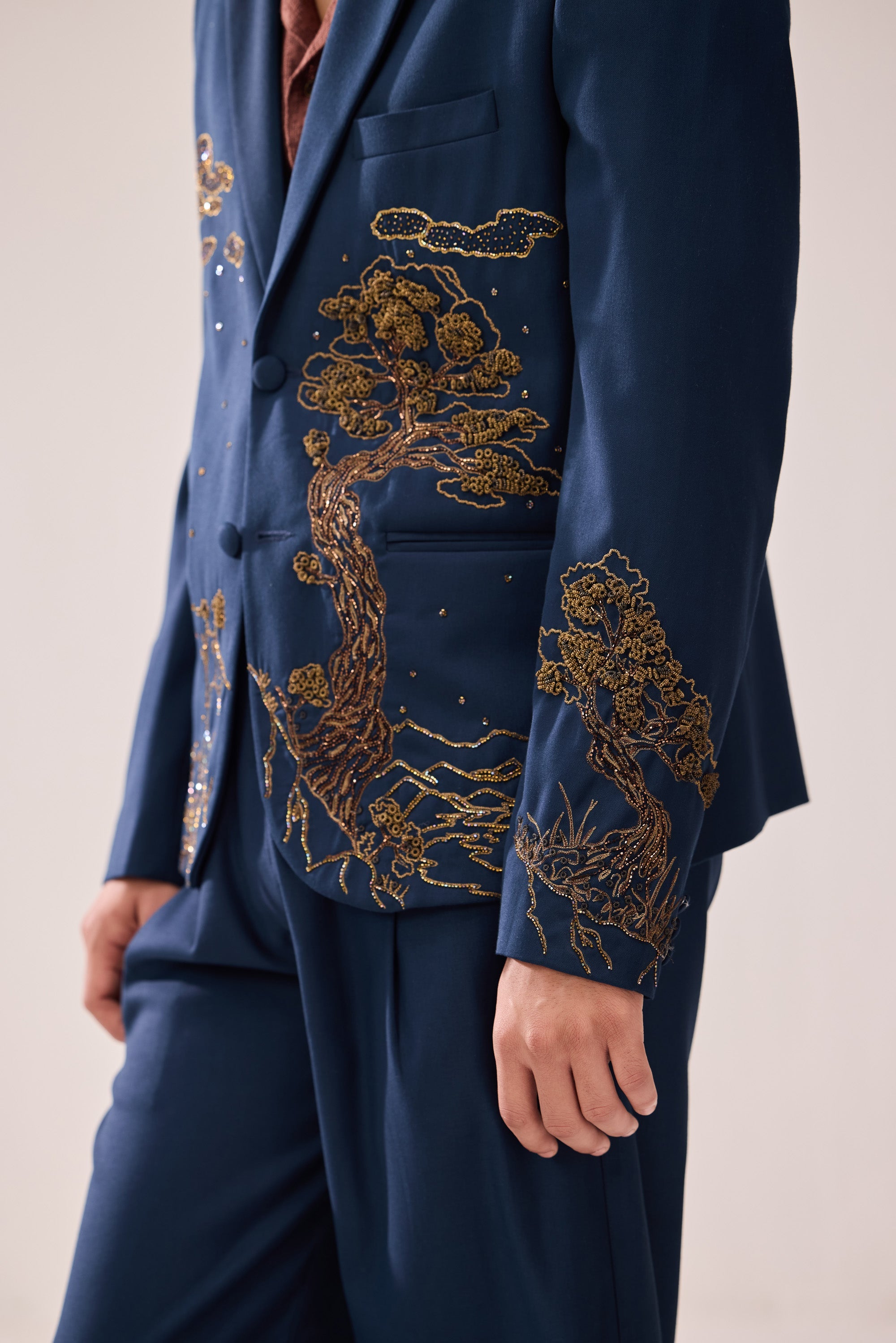 "Enchanted forest" hand embroidered blazer