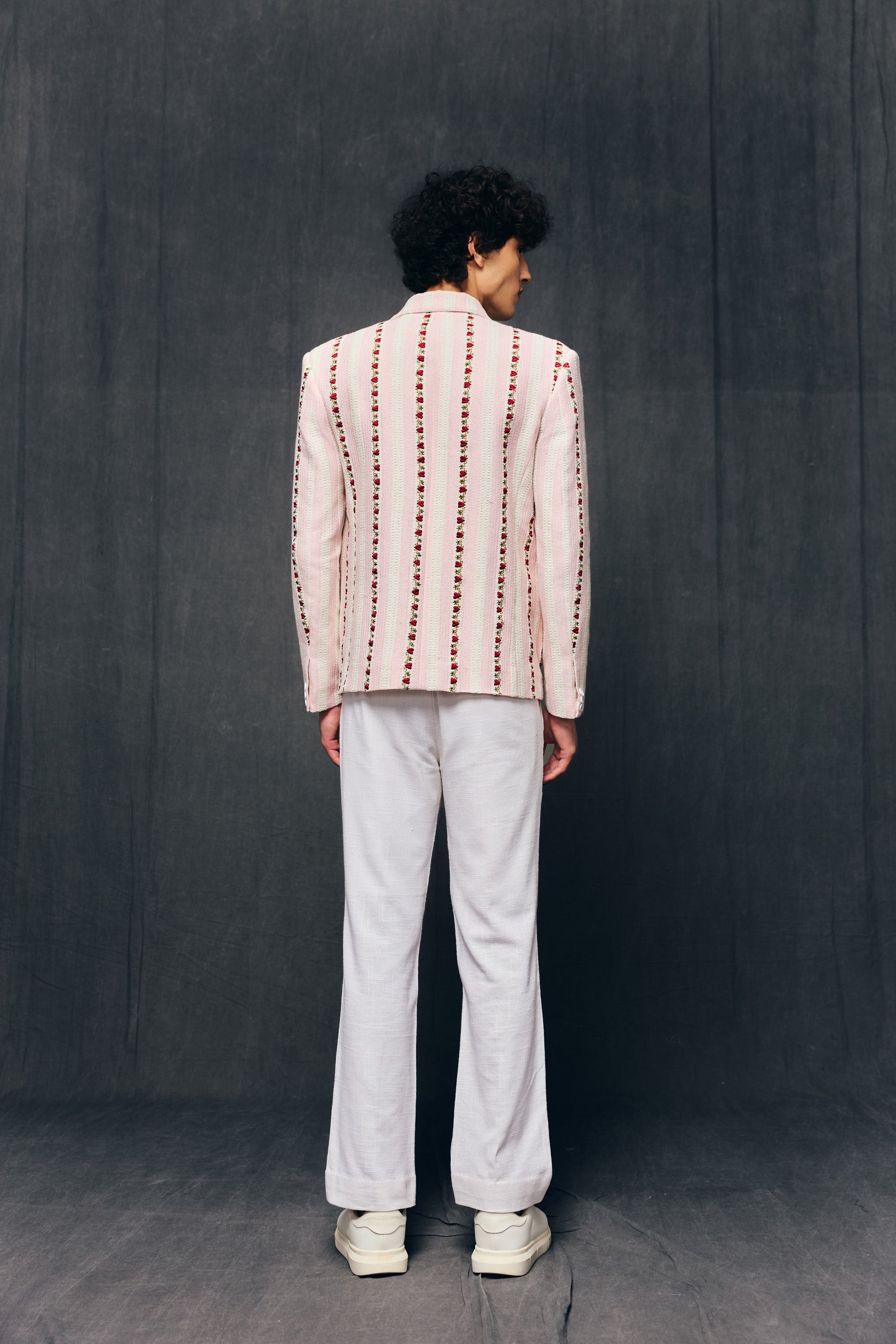 "Love stripes" embroidered blazer