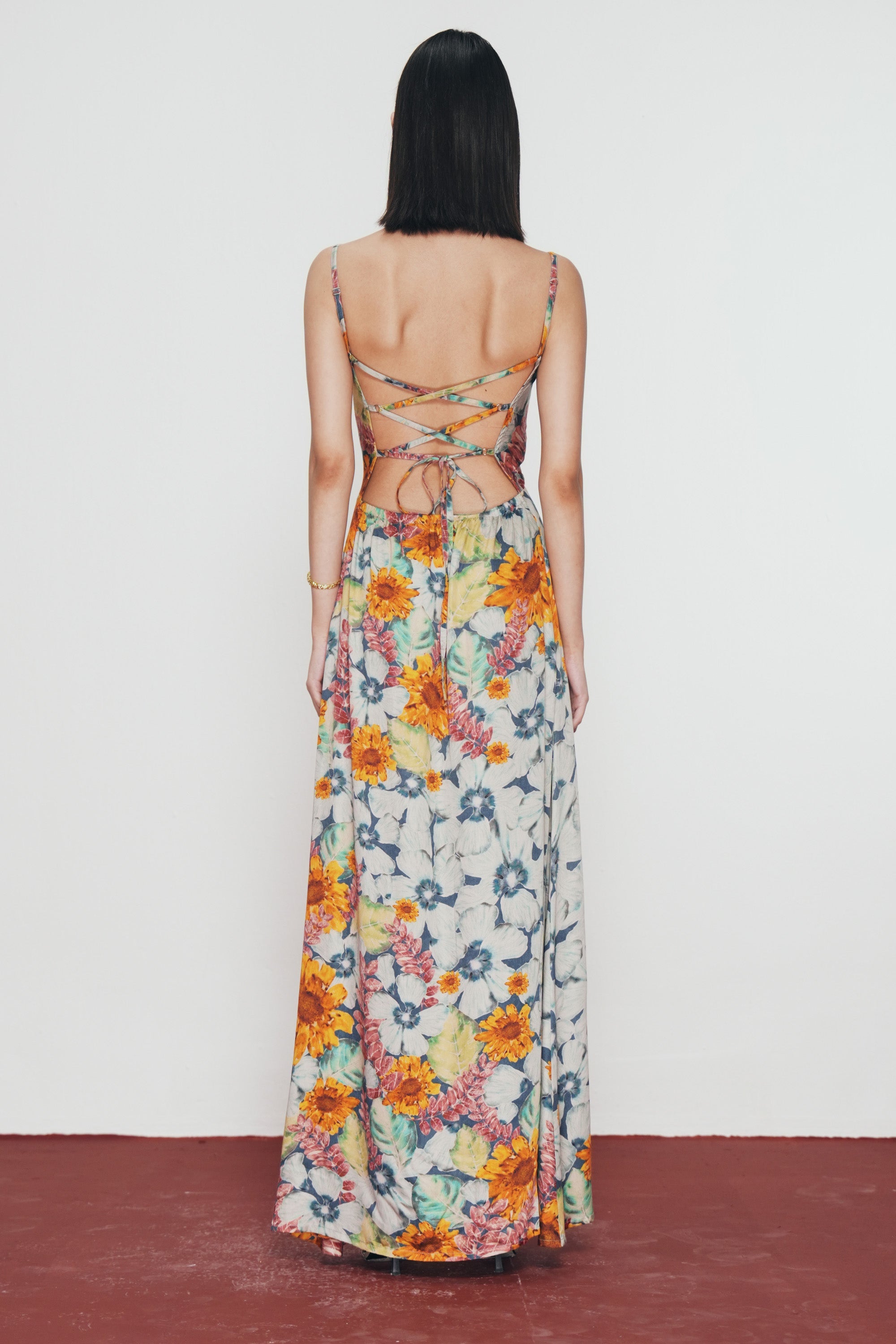 "Summer florals" Pleated Cowl Aline Dress