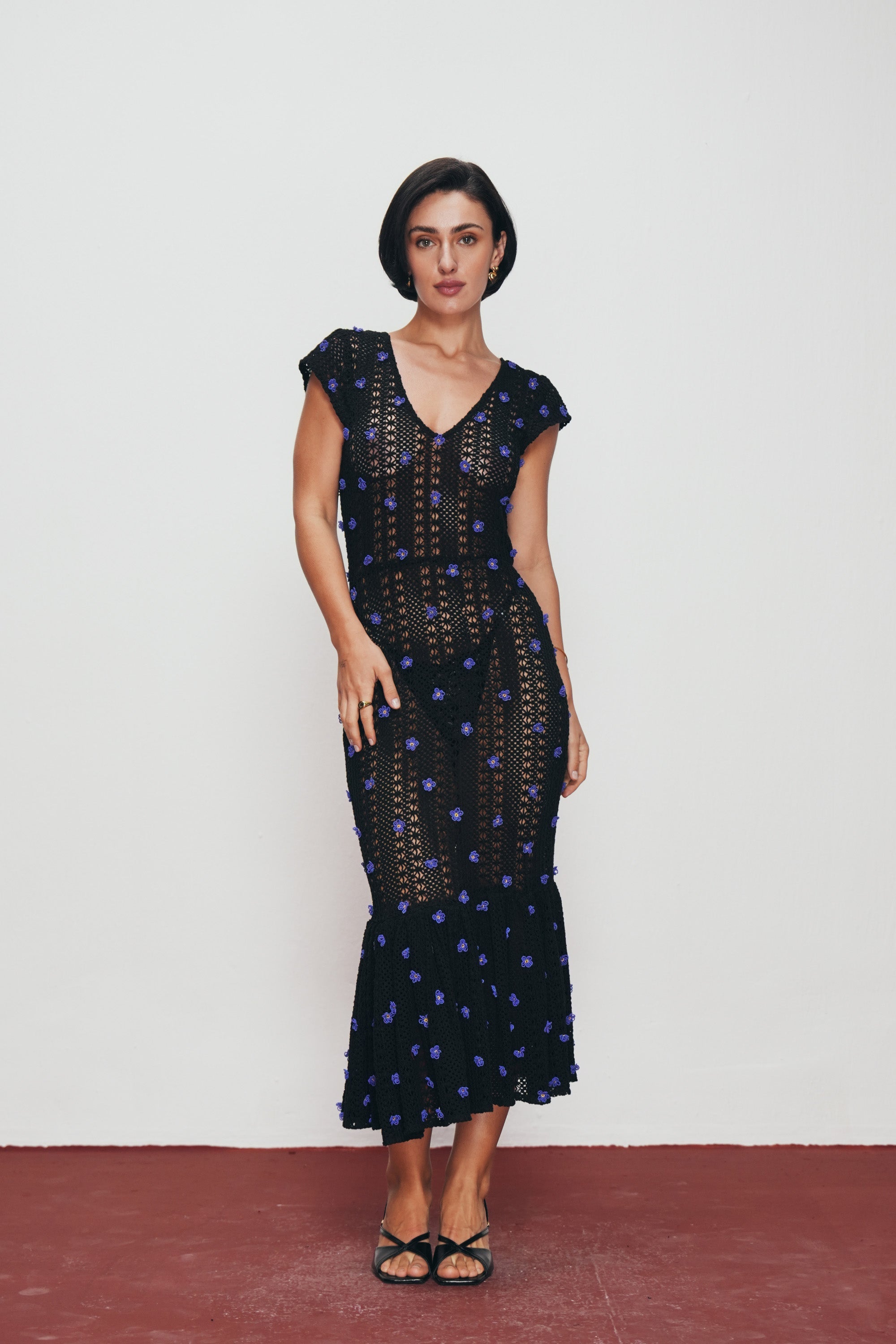 Amara hand beaded lace dress