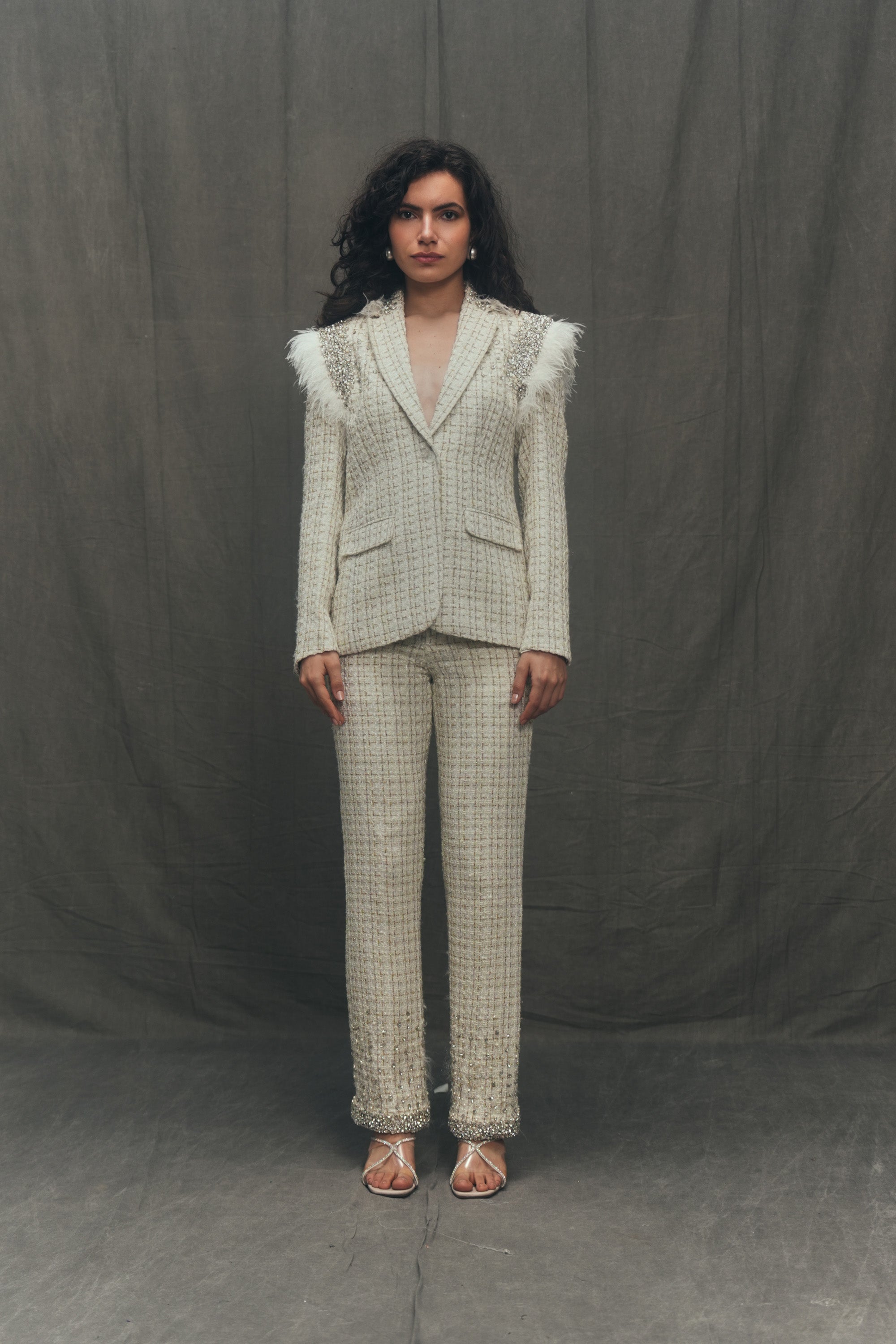 Vivianne hand embroidered tweed pants