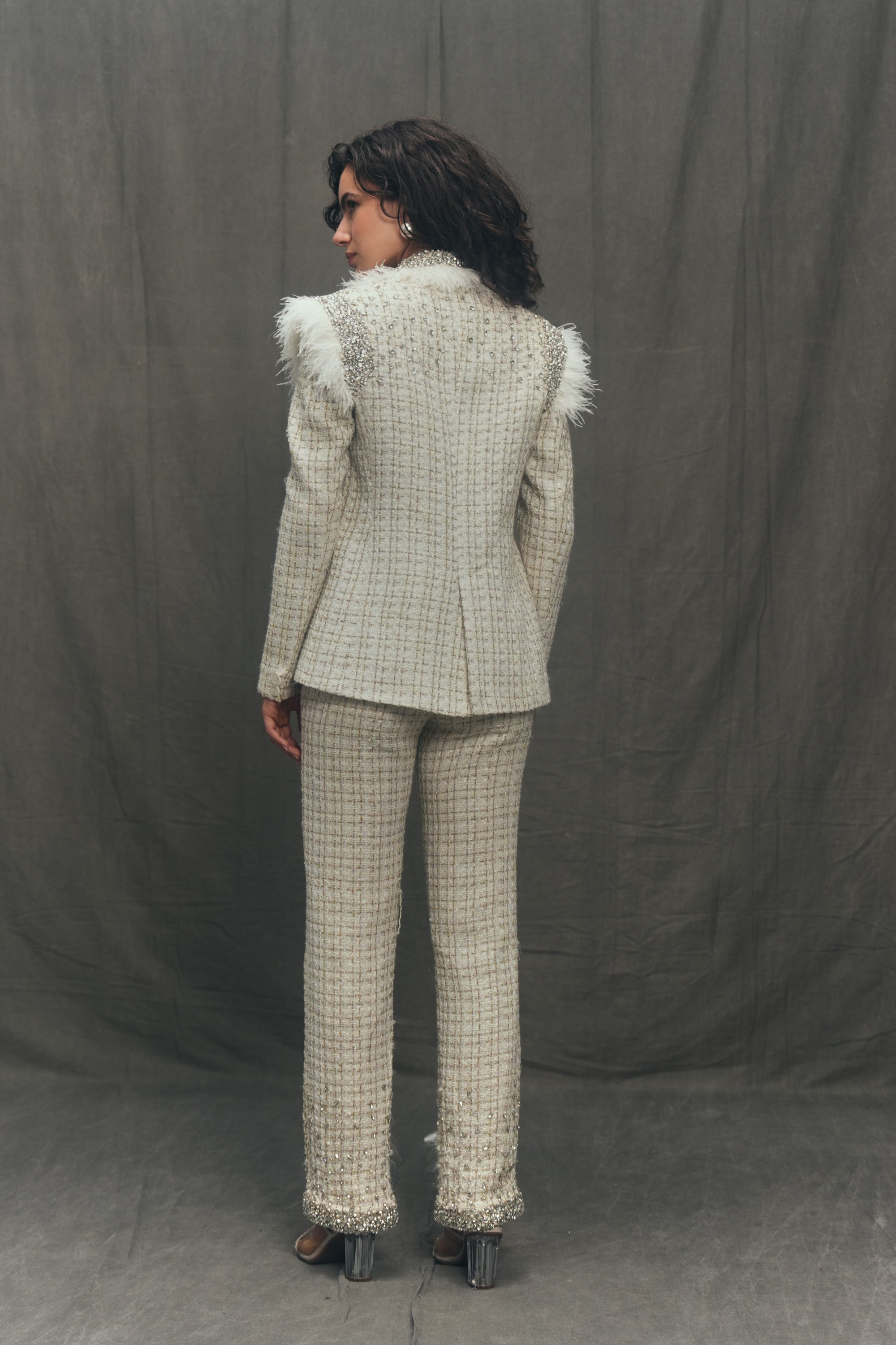 Vivian Hand-Embroidered Tweed Blazer