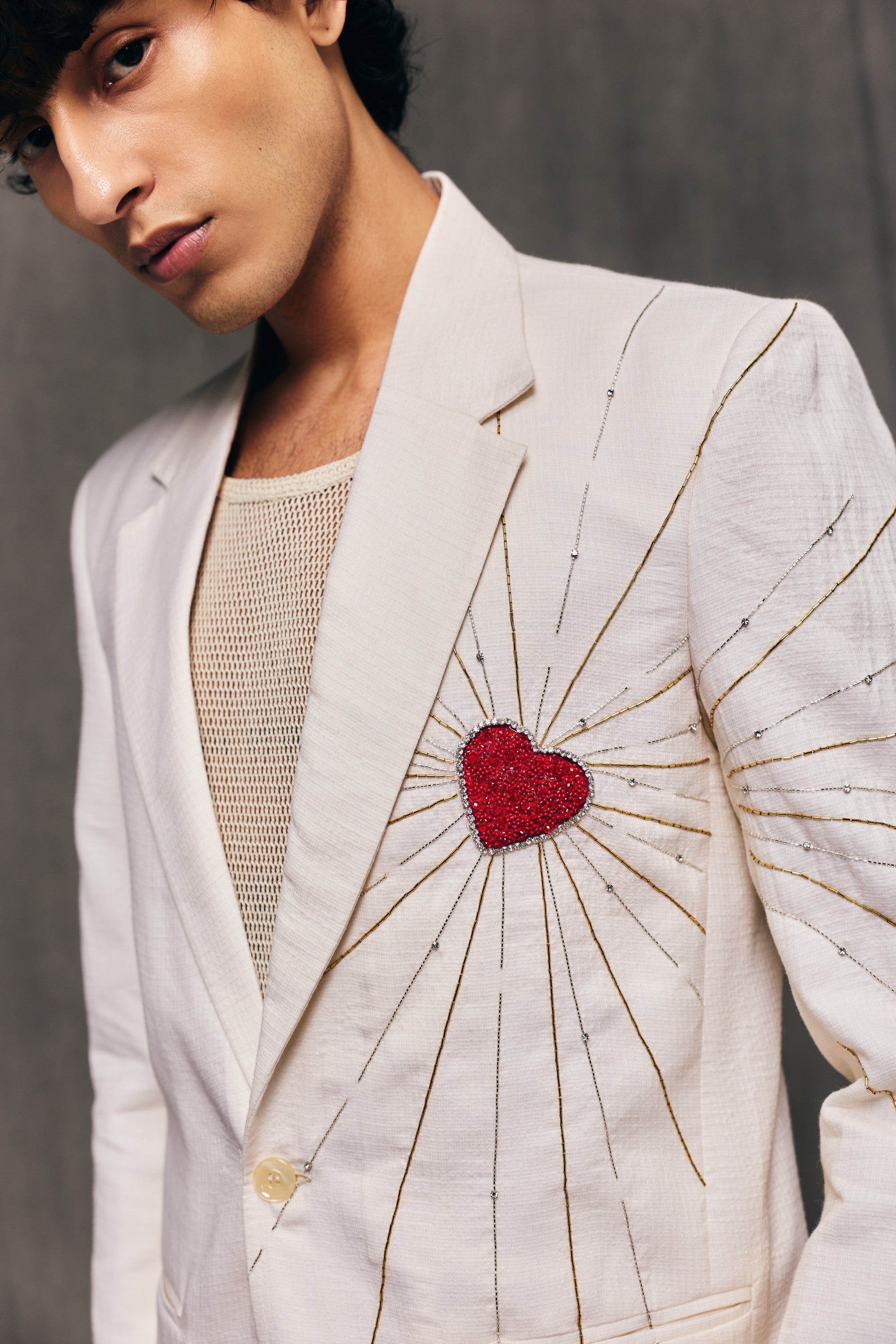 "Lover" hand embroidered blazer