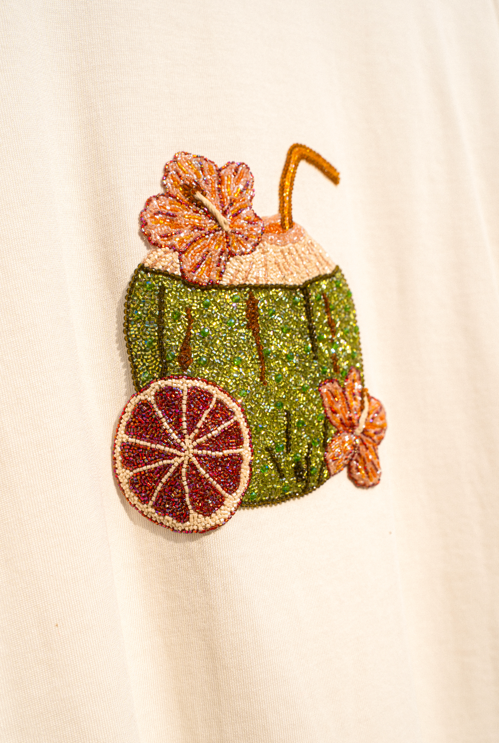 "Le Coconut" hand embroidered T-Shirt