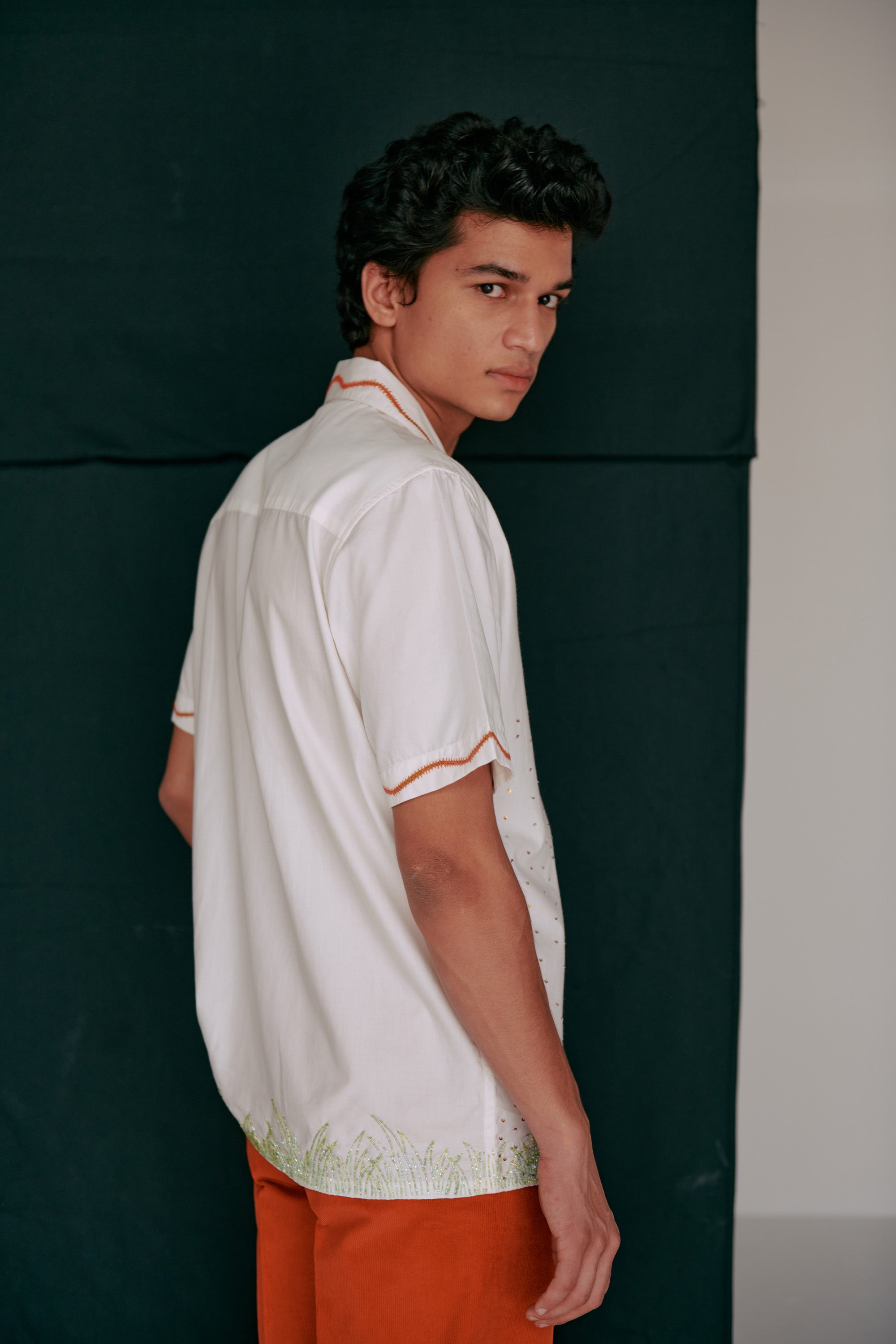 Summer day embroidered Linen shirt